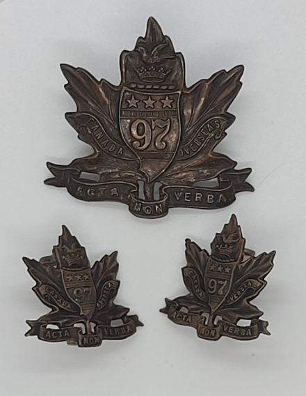97th Bn CEF cap badge and collars