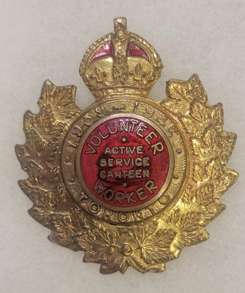 Canadian Toronto Volunteer Canteen Worker 1939-45 Cap Badge - Canada