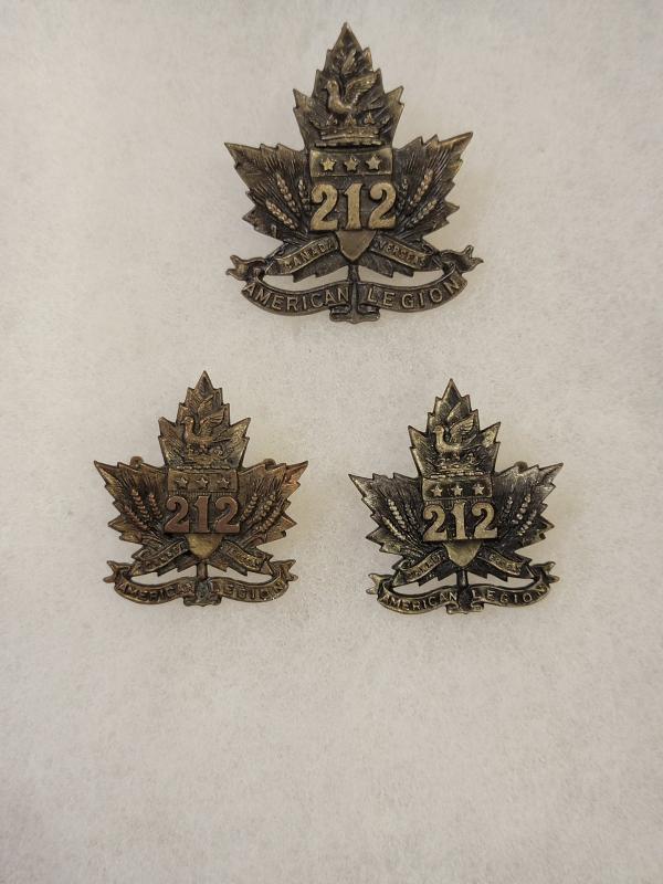 WWI 212 Bn Cap badge and Collars