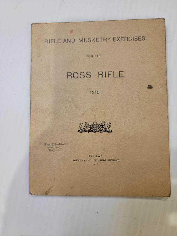 WWI ROSS Rifle Manual dated 1915