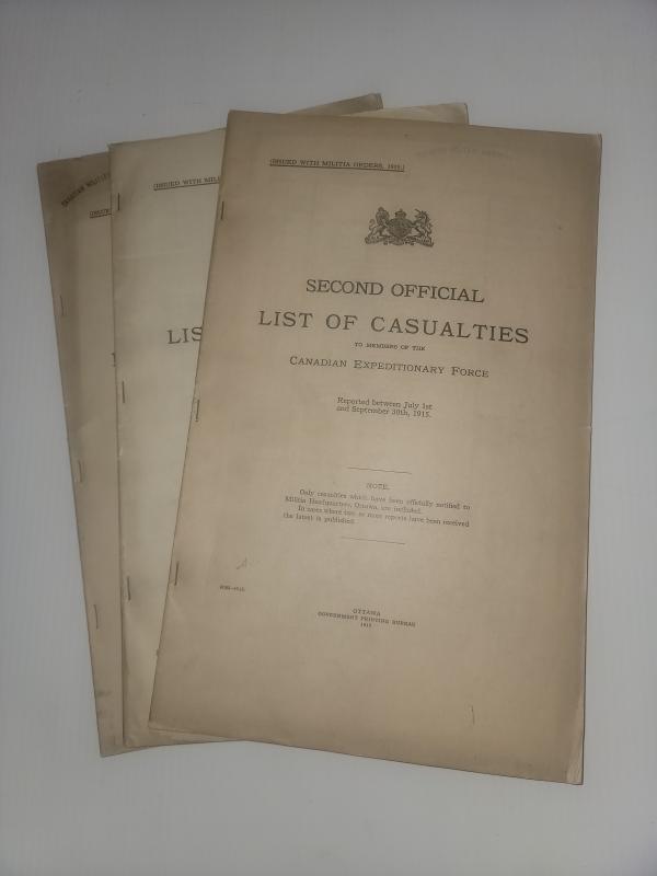 Official Casualty lists for the CEF 1915 / 16