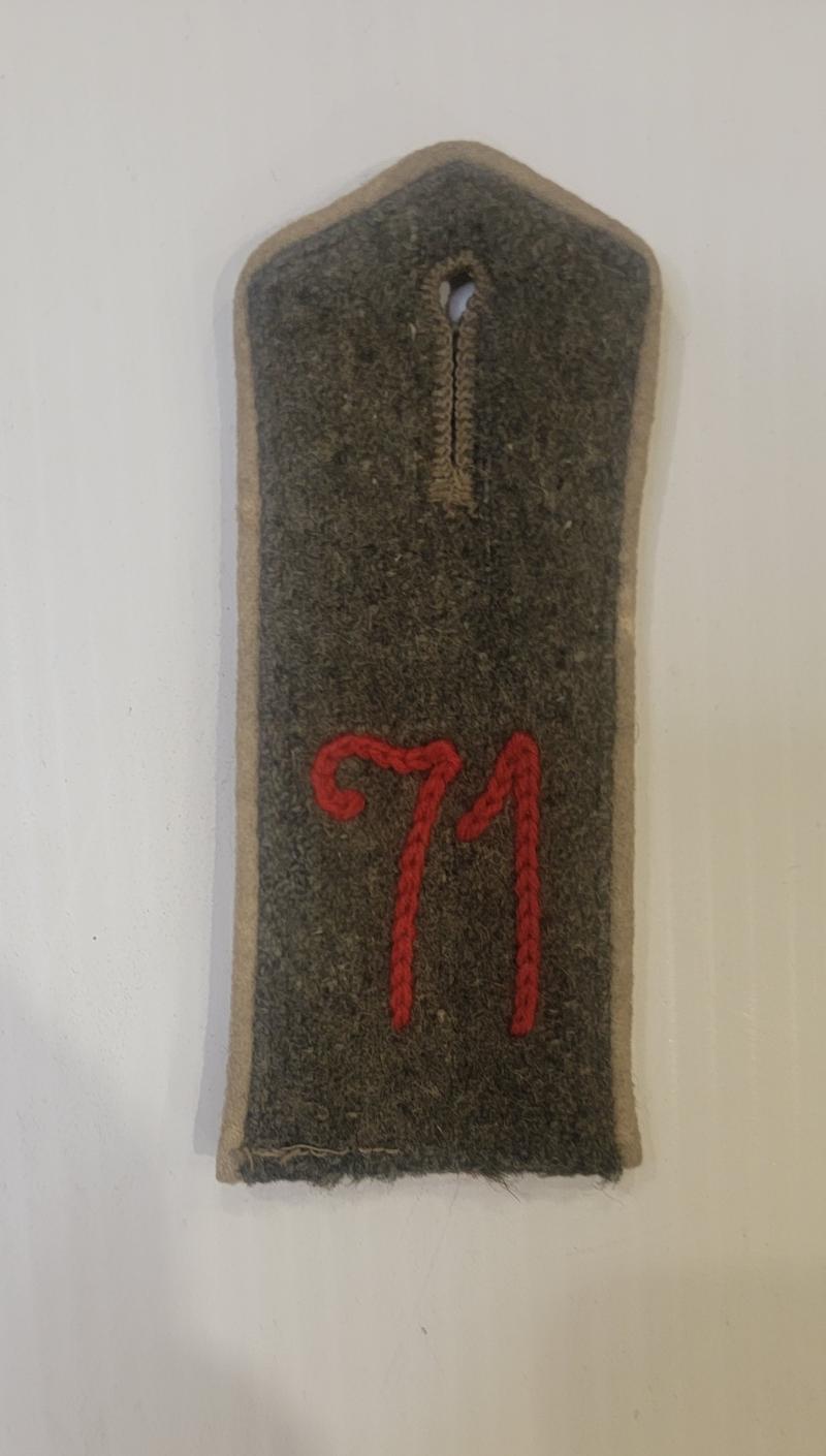 WWI German 71st Regt Shoulder Strap
